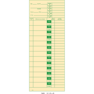 349 Daily Job Cost Card (Pack of 1000's)