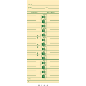 38 Time Cards (Pack of 1000's)