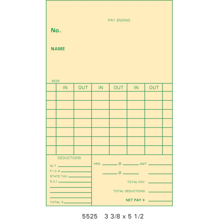 5525 Time Cards (Pack of 1000's)