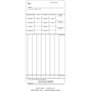9-371-020 Time Cards (Pack of 1000's)