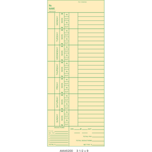AMA 5200 Time Cards (Pack of 1000's)