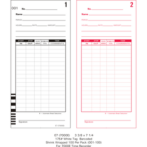 X10 Time Cards (Pack of 1000, 10 sets of 100)