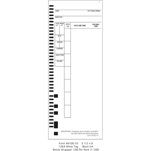 44100-10 Time Cards (Pack of 1000, 10 x 100's)