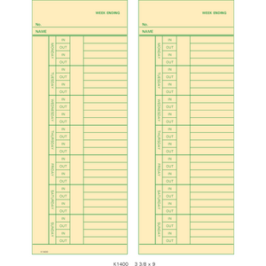 K1400-2 Time Cards (Pack of 1000's)