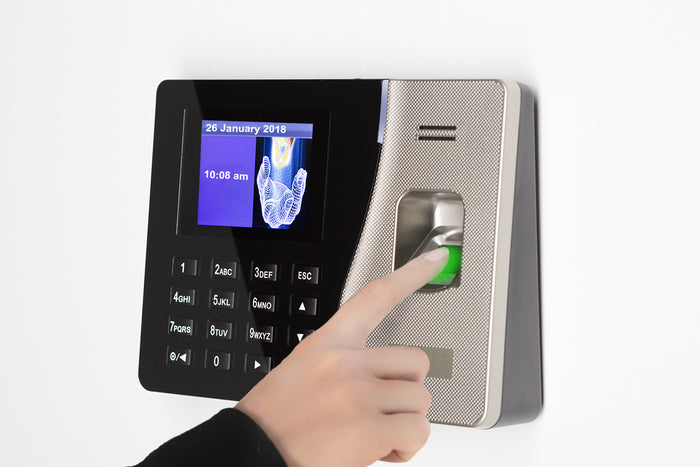 Time Clock System, GeoTime 200, Biometric fingerprint with Vacation and Sickness Module. FREE Export to payroll. 90 days FREE Support. No monthly fees. You own it. 1 year warranty.