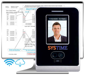 No Subscription - CLOUD software with face recognition Time Clock & WIFI (FE2073w3yr)