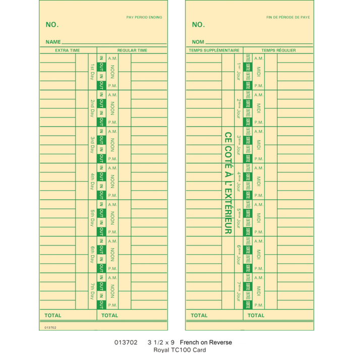 013702 Time Cards (Pack of 1000's)