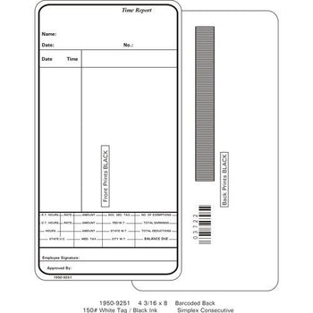 Time clock cards – Time Systems Inc