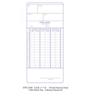 ATR-121M Time Cards (Pack of 1000's)