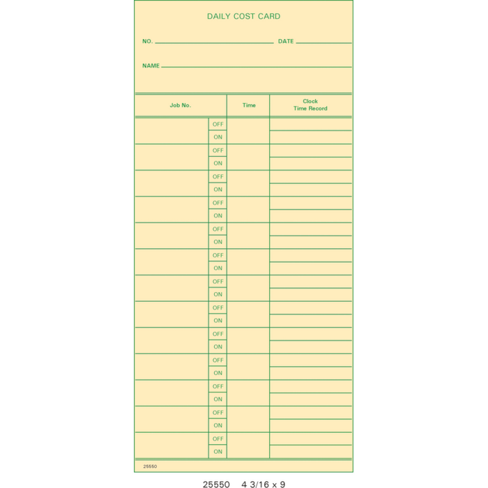 Simplex 1950-9508 Time Cards (Pack of 1000's)