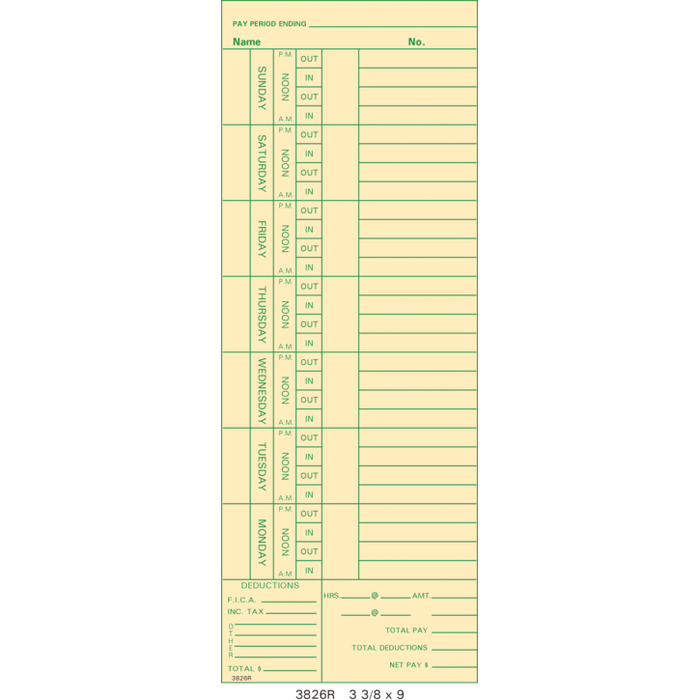 3826R Time Cards (Pack of 1000's)