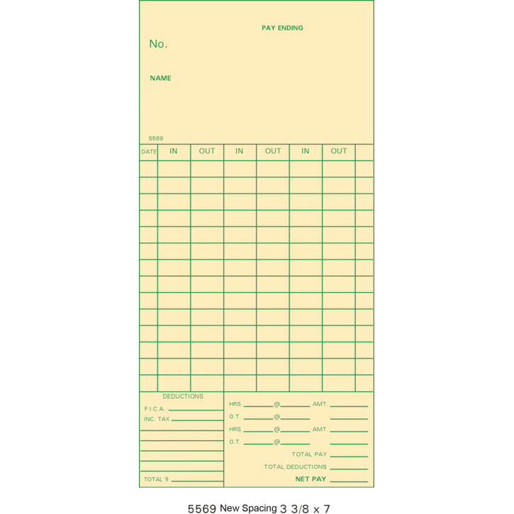 5569 Time Cards (Pack of 1000's) – Time Systems Inc