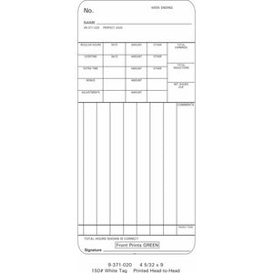 9-371-020 Time Cards (Pack of 1000's)