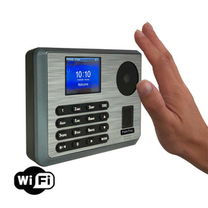 HandTrac 200 Wifi | Biometric Hand, fingerprint, proximity clocking in machine | Vacation, sickness, email time card feature | Std + 3 overtime rates | Reliable and accurate | 1 Year warranty | No subscriptions | Order RFID tag/badges in Accessories