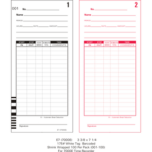E7 (7000E) Time Cards (Pack of 1000's)