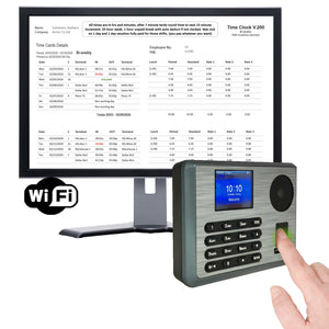  Hand, fingerprint, proximity clocking in machine | Vacation, sickness, email time card feature 