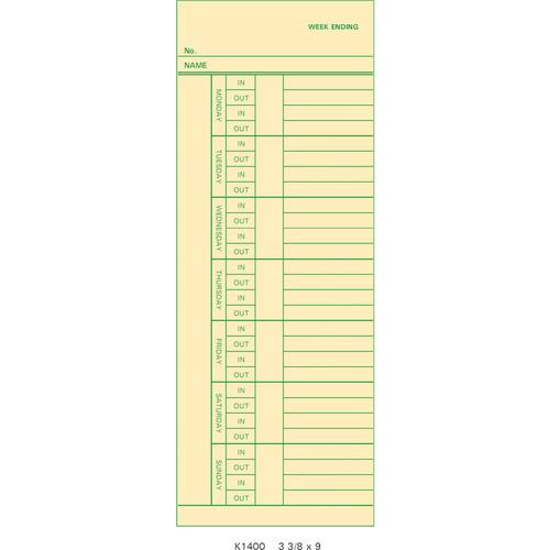 K1400 Time Cards (Pack of 1000's)
