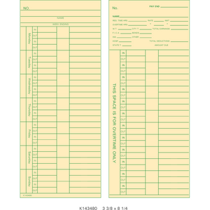 K143480 Time Cards (Pack of 1000's)